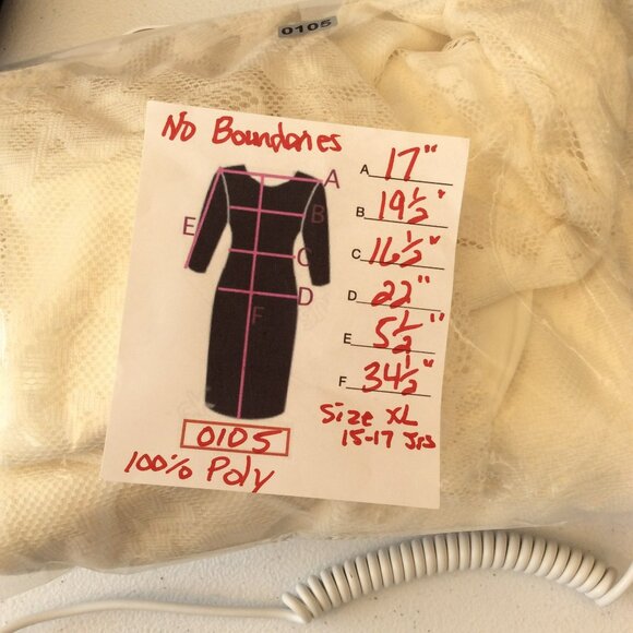 Off White  Junior Size XL 15-17‎ Floral Lace Overlay Dress Beachy Flowy Feminine - Picture 5 of 5